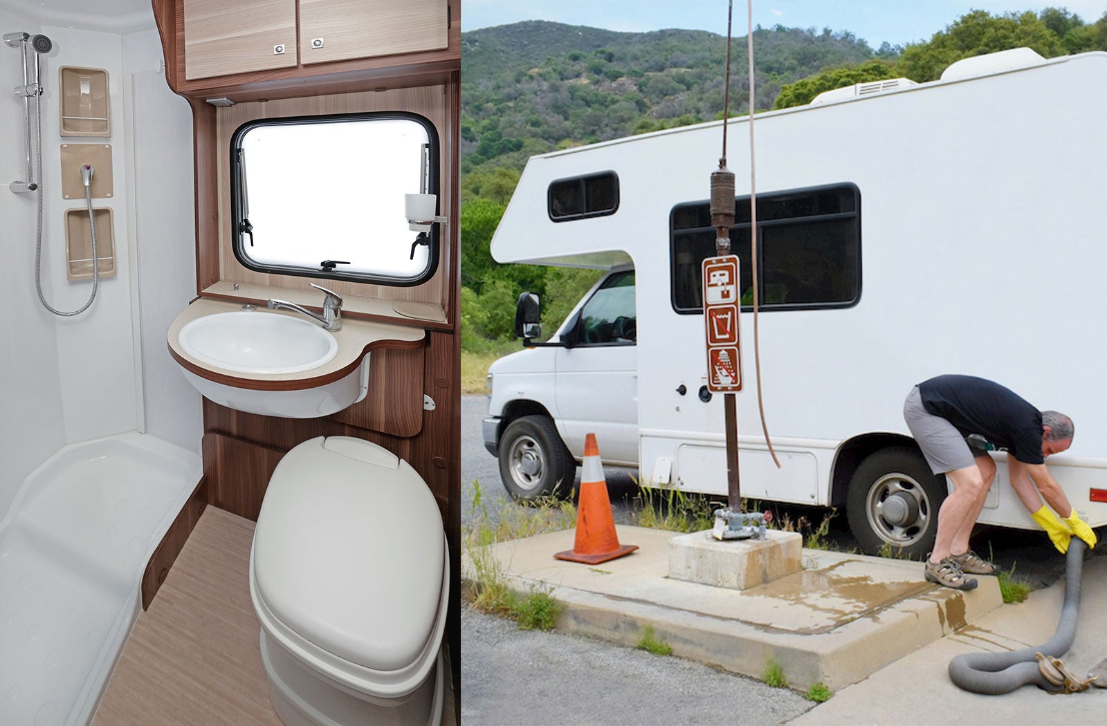 Portable RV/camper toilet and holding tank setup in Brenham, Texas