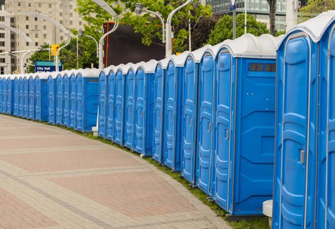 Seasonal porta potty units set up at a Brenham, Texas venue